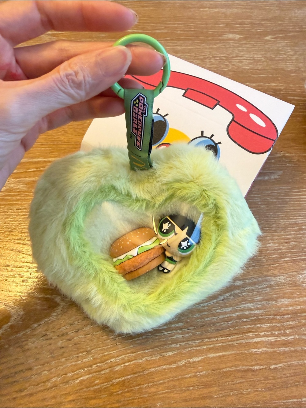McDonald Plush Heart Pouch with Green Fur and Mini Character Toy